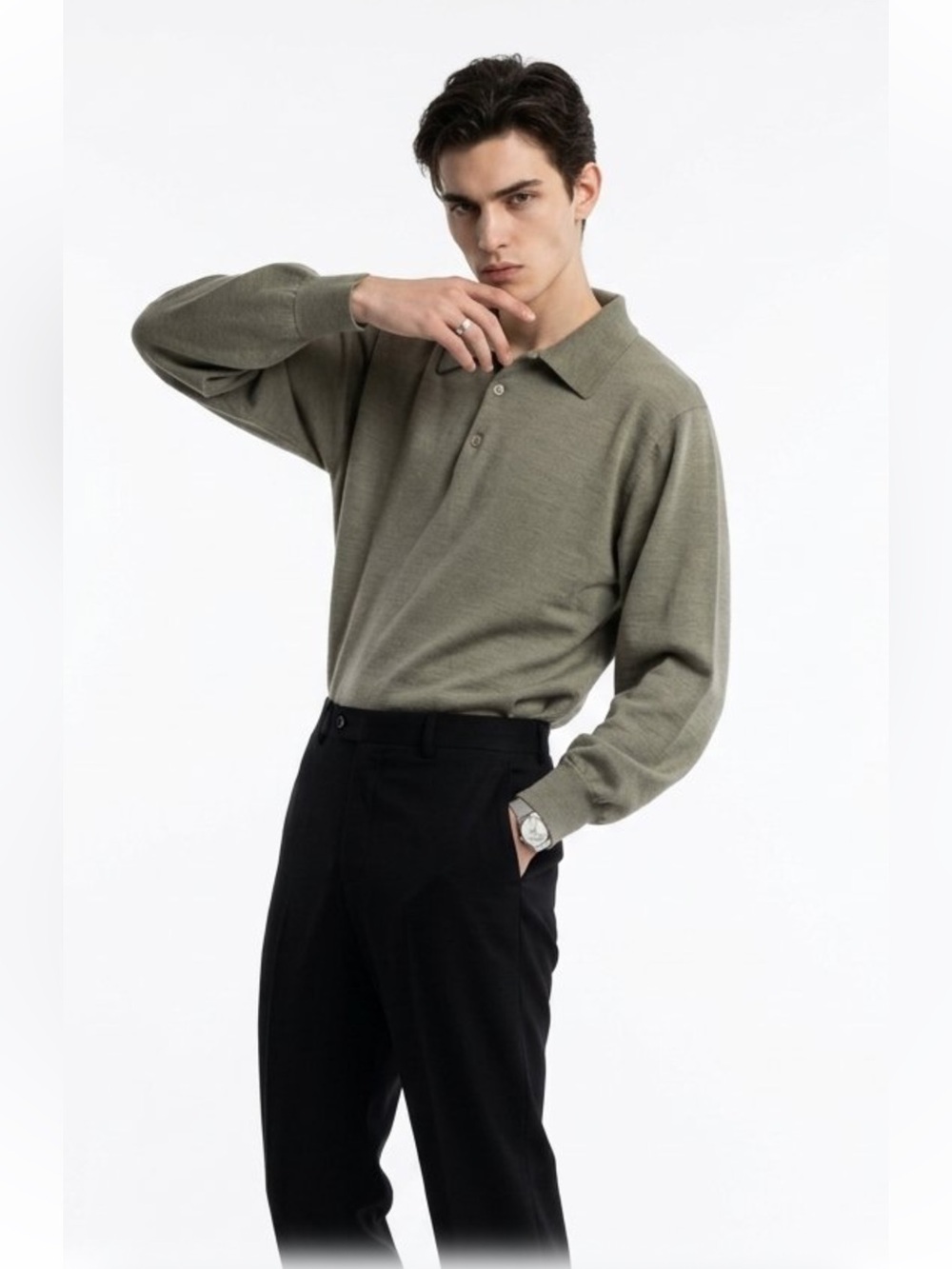 VTG Mondo di Marco Made in Italy 100% Merino Wool Polo Sweater Mens L / 52